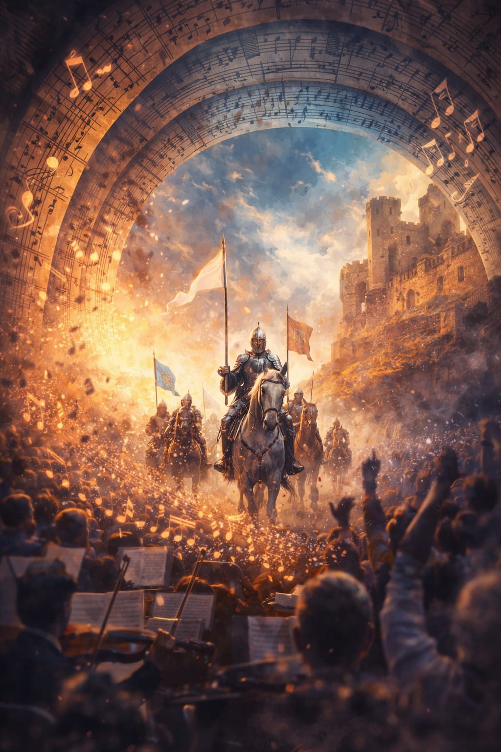 orchestral score parade rhythmic motif semiquaver composition