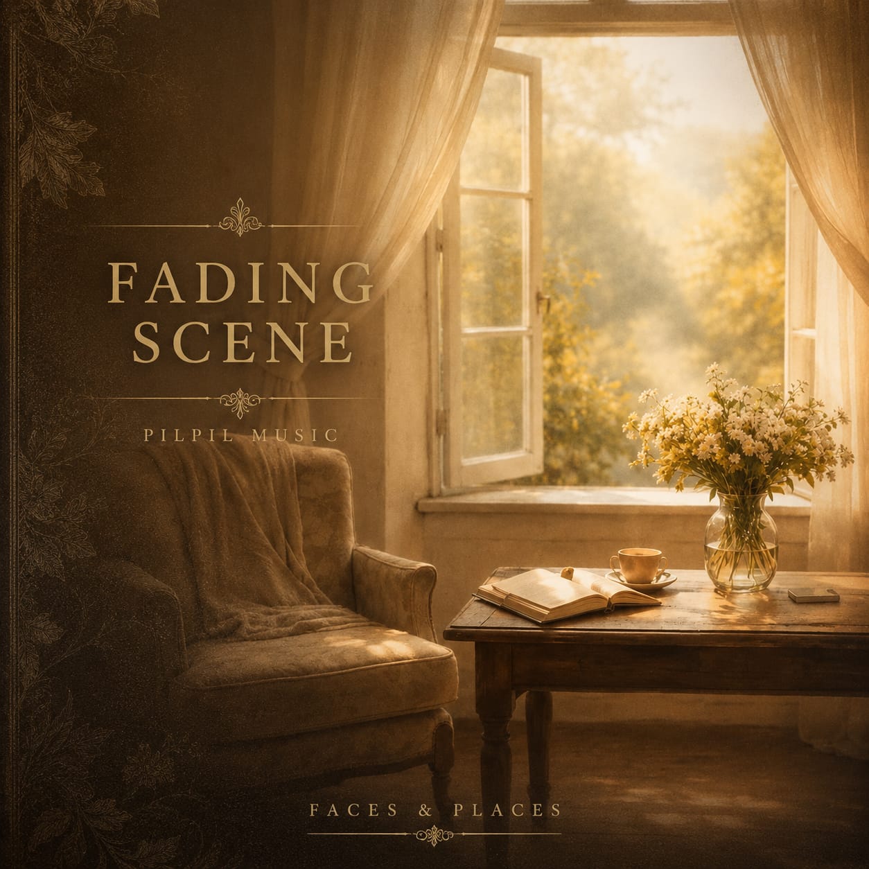Cover artwork for Fading Scene, a contemporary string quintet by Pilpil Music from the album Faces & Places.