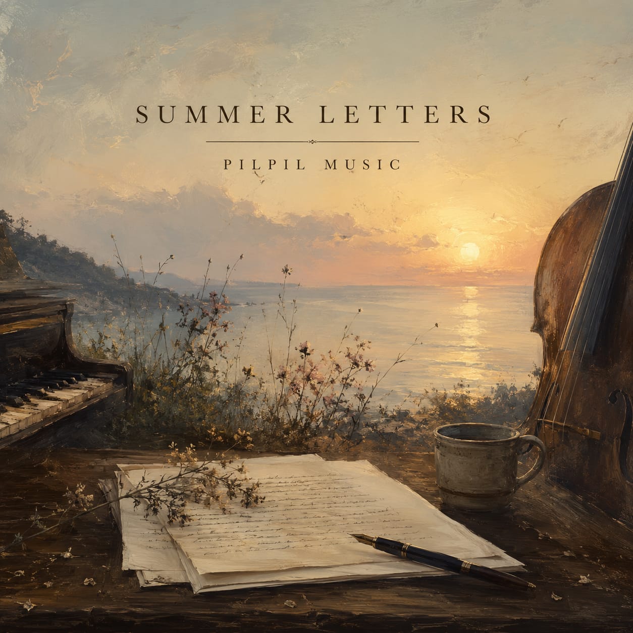 Cover art for Summer Letters, an original contemporary composition for piano and cello by Pilpil Music.