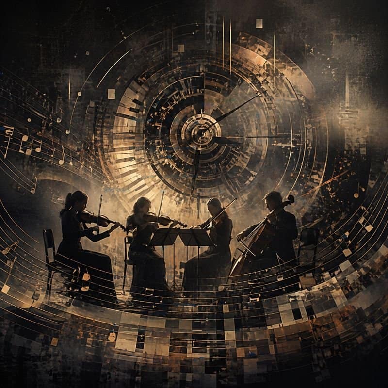 arpeggio string quartet composition rhythmic tension musical motion abstract music structure